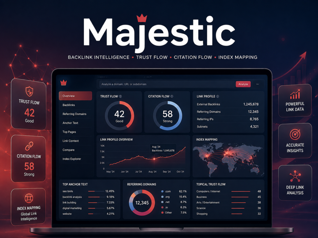 Majestic: Best for Advanced Link Intelligence and Flow Metrics
