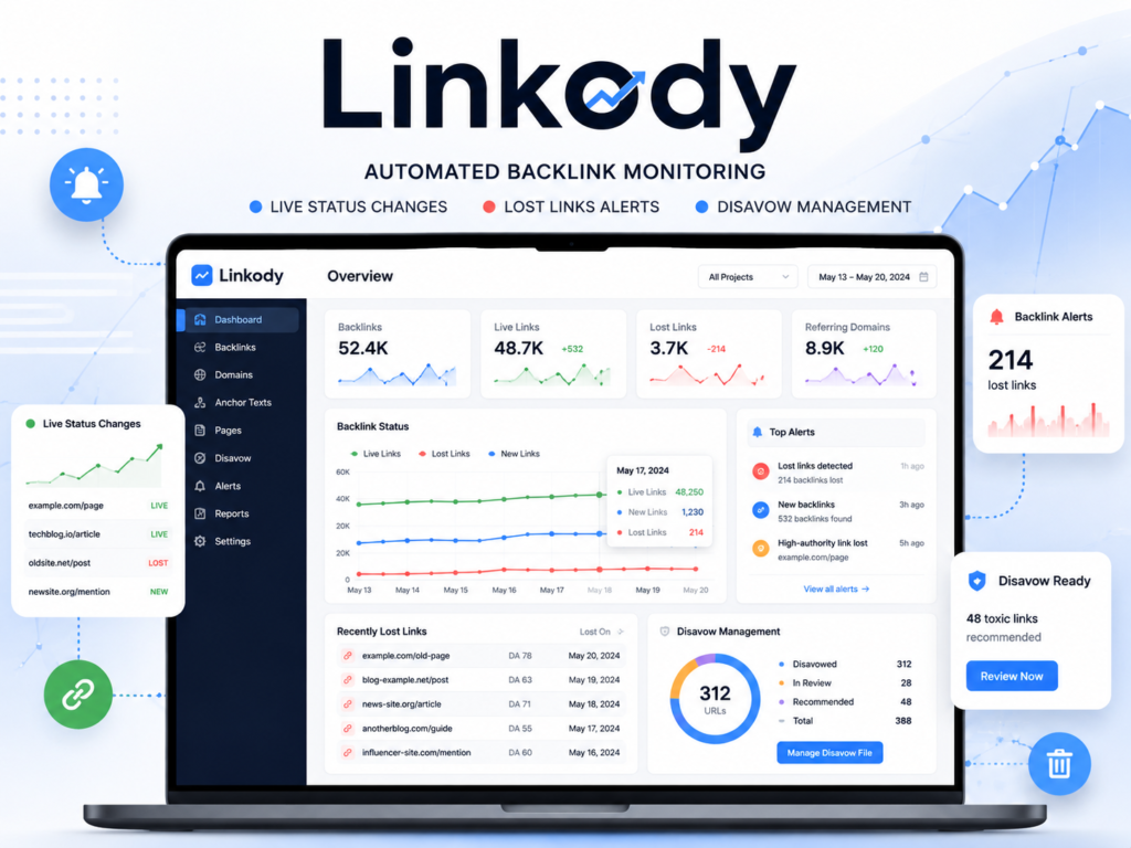 Linkody: Best for Automated Backlink Monitoring and Index Tracking